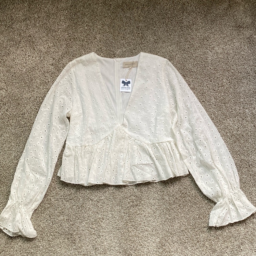 Saints & Hearts Deep V Eyelet Blouse